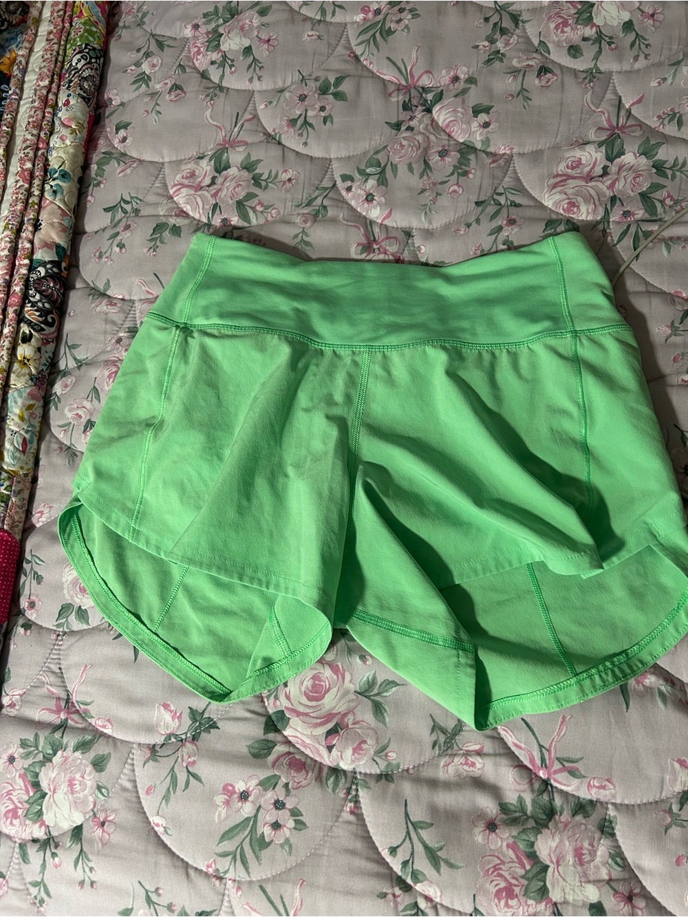 lululemon athletica Neon Green speed up shorts